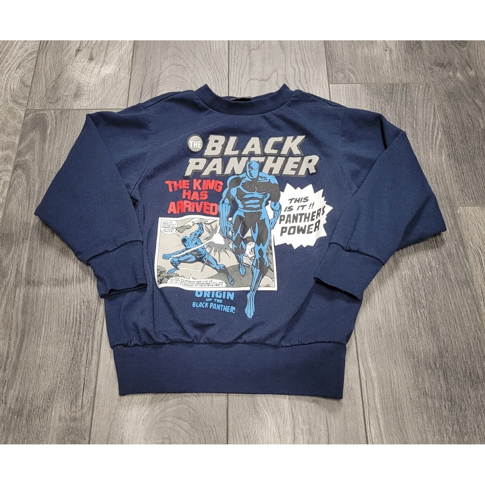 Boys Marvel Black Panther The King Has Arrived Sweatshirt Size XS Blue
